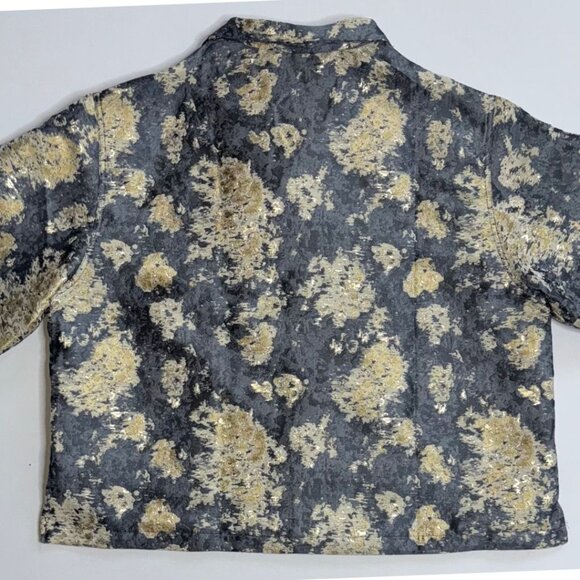 Fashion Nova Men’s Metallic Jacquard Button-Up Shirt Black and Gold | XXL - Picture 2 of 6